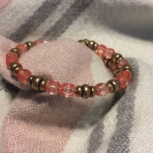 Alex and Ani pink and gold beaded wrap bracelet